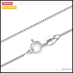 14K Gold Solid Box Chain Necklace, Spring Ring Clasp, 16-24 Inch